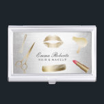 Modern Gold & Silver Beauty Salon Cosmetics Business Card Holder<br><div class="desc">Modern Gold & Silver Beauty Salon Cosmetics Business Card Holder.</div>