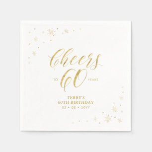 Modern Gold Sparkle & Cheers 60th Birthday Party Napkin