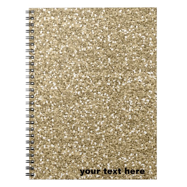 Modern Gold Sparkle Glitter with Your Text Notebook (Front)