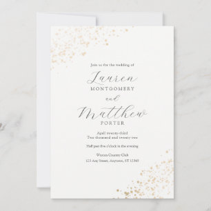 Modern Gold Sparkle Speckles Wedding Invitation