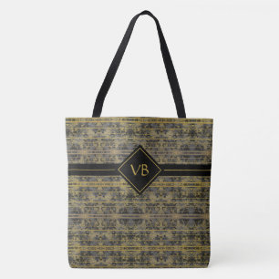 Modern Gold Sparkles Monogrammed Tote Bag