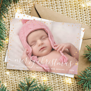 Modern Gold Splash Merry Christmas Photo Card