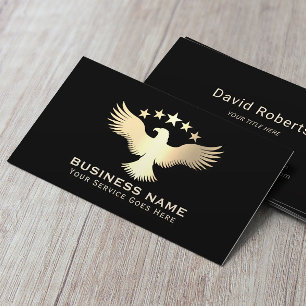 Modern Gold Stars Bald Eagle Professional Black Business Card