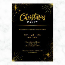 Modern Gold Stars Christmas Holiday Party