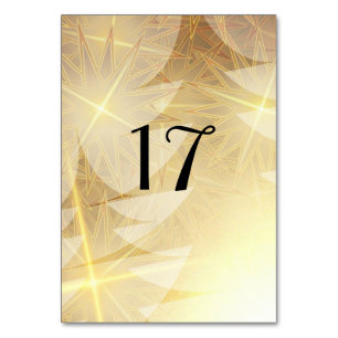 Modern Gold Stars Pine Trees Christmas Holiday Table Number