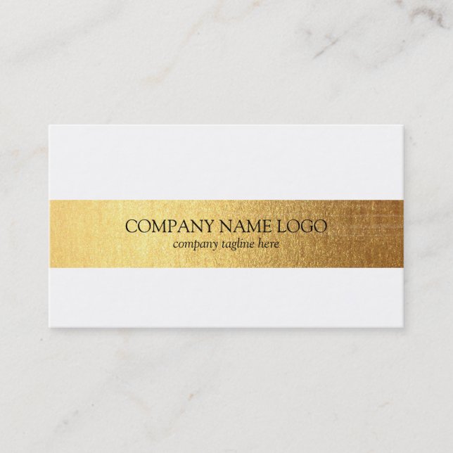 Modern gold stripe on white business card (Front)