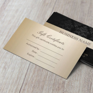 Modern Gold Striped Dark Damask Gift Certificates