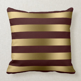 Modern Gold Stripes Burgundy Red Background Cushion