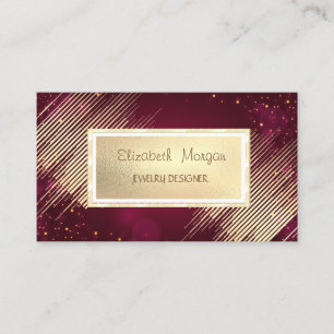 Modern Gold Stripes,Frame Red Jewellery Designer Business Card