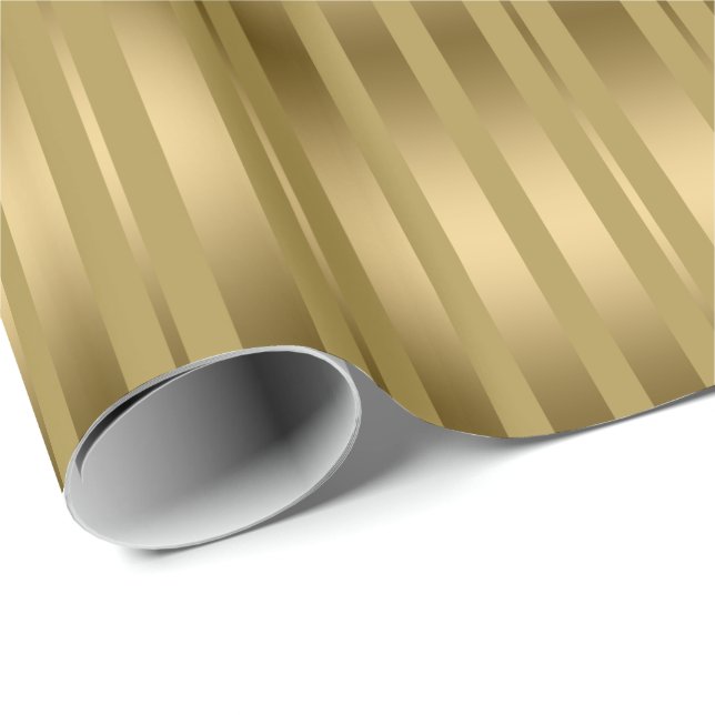 Modern Gold Stripes Geometric Pattern Wrapping Paper (Roll Corner)