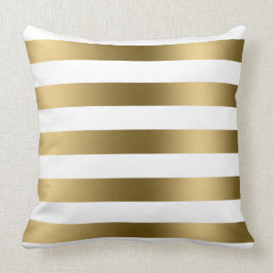 Modern Gold Stripes White Background Cushion