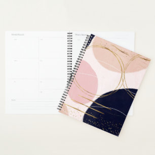 Modern Gold Strokes & Circles Minimal Pink Design Planner