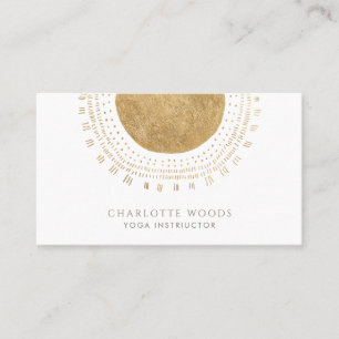 Modern Gold Sun Yoga Instructor Minimalist Elegant Business Card