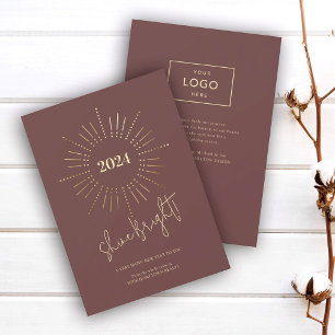 Modern Gold Sunburst New Years Business Holiday Card