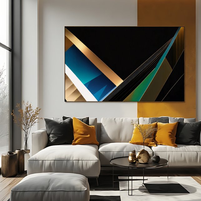 Modern Gold Teal Abstract 3D Geometric Poster (Creator Uploaded)