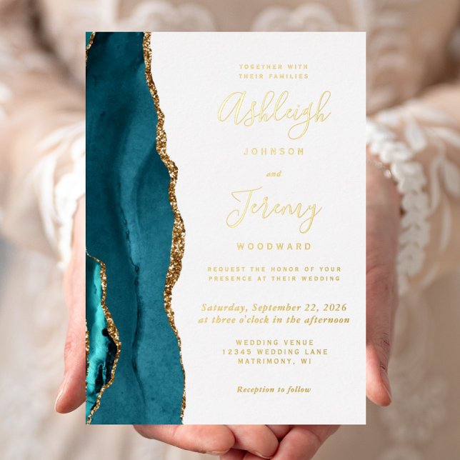 Modern Gold Teal Blue Agate Wedding (Creator Uploaded)