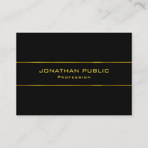 Modern Gold Text Black Creative Minimalist Simple Business Card