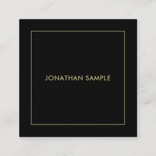 Modern Gold Text Elegant Black Professional Square Business Card