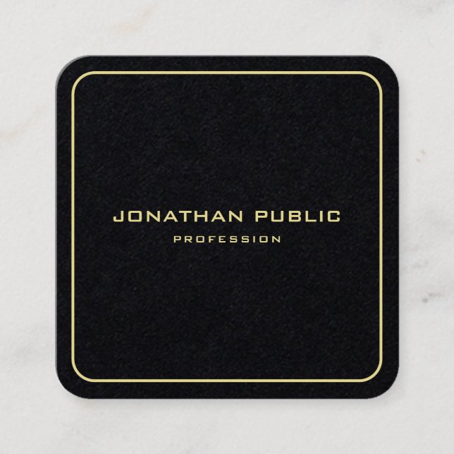 Modern Gold Text Elegant Template Premium Rounded Square Business Card (Front)