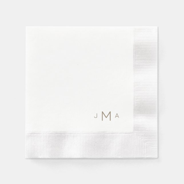 Modern Gold Text Monogram Wedding Coined Napkin (Front)