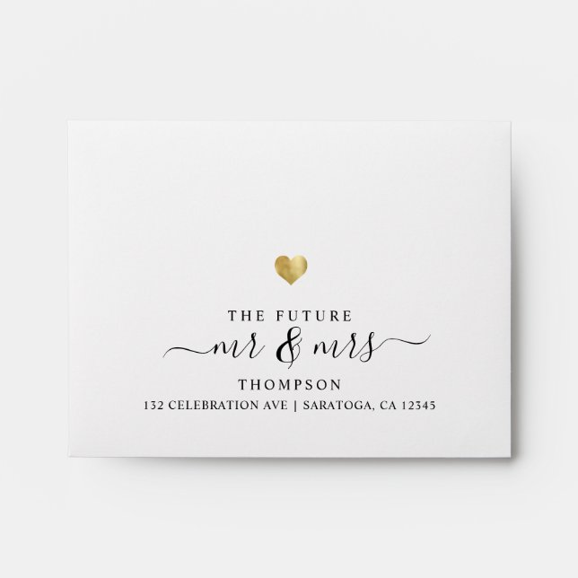 Modern Gold The Future Mr and Mrs Chic RSVP Envelope (Front)