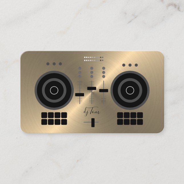 Modern Gold-Tone 2019 DJ Business Card (Front)