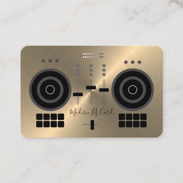Modern Gold-Tone 2020 DJ Business Card (Front)