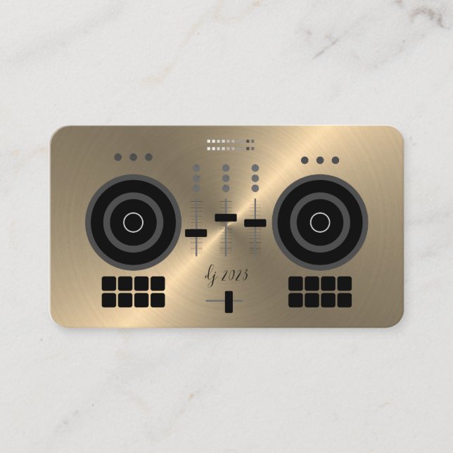 Modern Gold-Tone 2023 DJ Business Card (Front)