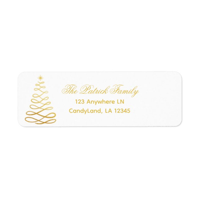 Modern Gold Tree Christmas Return Address Labels (Front)