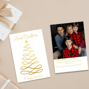 Modern Gold Tree Holiday Photo Card