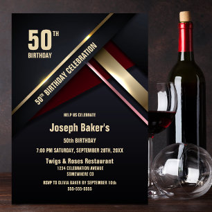 Modern Gold Type 50th Birthday Party Invitation