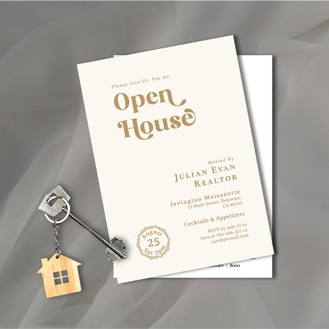 Modern Gold Typography Business Logo Open House Invitation (Modern Gold Typography Business Logo Open House Invitation)