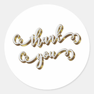 Modern Gold Typography Thank You  Classic Round Sticker