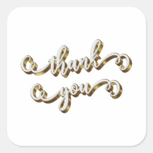 Modern Gold Typography Thank You Square Sticker