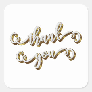 Modern Gold Typography Thank You Square Sticker