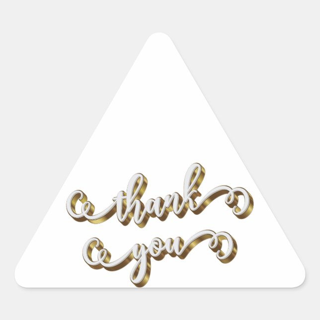 Modern Gold Typography Thank You  Triangle Sticker (Front)
