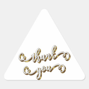 Modern Gold Typography Thank You Triangle Sticker