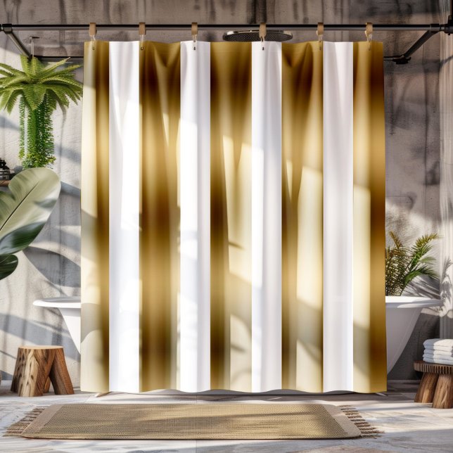 Modern Gold Vertical Stripes Pattern Shower Curtain (Creator Uploaded)