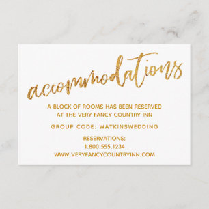 Modern Gold Waves on White Wedding Accommodations Enclosure Card