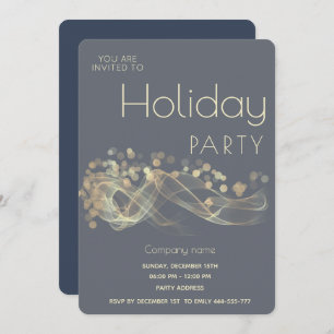 Modern Gold wavy bokeh corporate Holiday party Invitation
