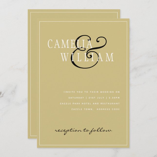 Modern Gold Wedding Invitation (Front/Back)