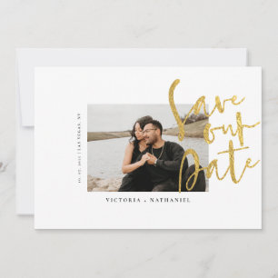 Modern Gold Wedding Photo Save The Date