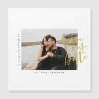 Modern Gold Wedding Photo Save The Date Magnet