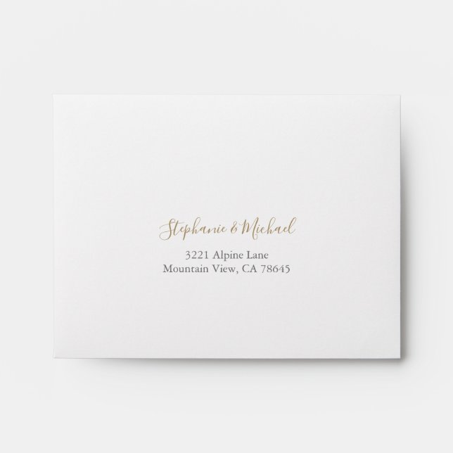 Modern Gold Wedding Return Address Template RSVP Envelope (Front)