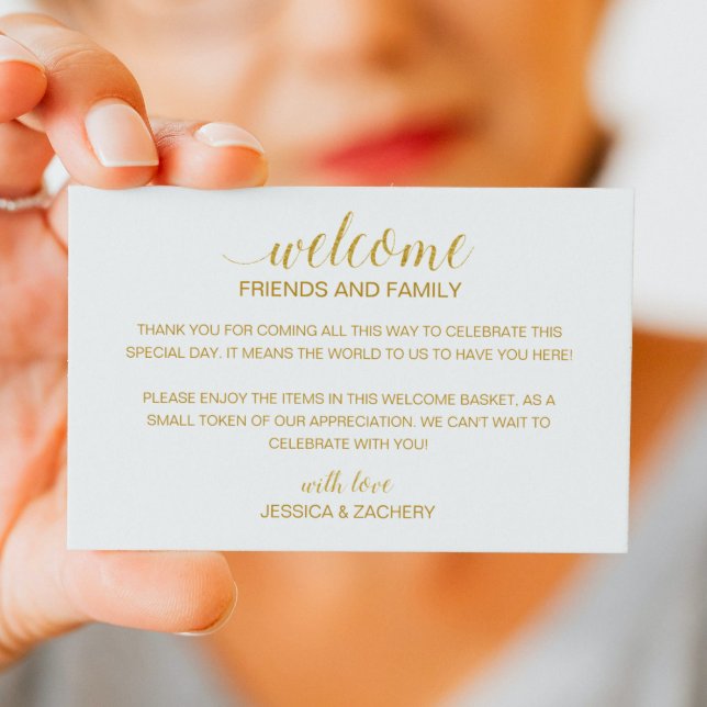 Modern Gold Wedding Welcome Gift Bag Basket Place Card (Creator Uploaded)