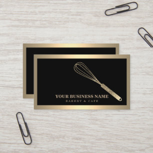 Modern Gold Whisk Bakery Business Card