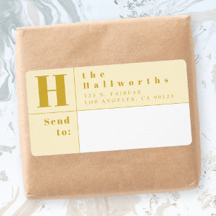 Modern Gold & White Bold Block Return Address