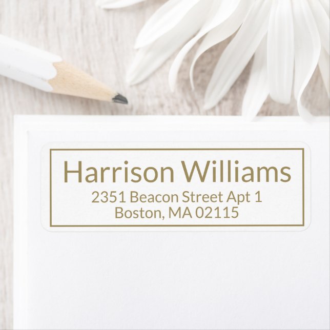 Modern gold white Border Custom return address Label (Insitu)
