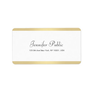 Modern Gold White Chic Hand Script Elegant Simple Label