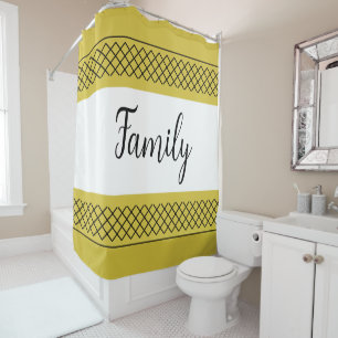 Modern Gold White Family Shower Curtain